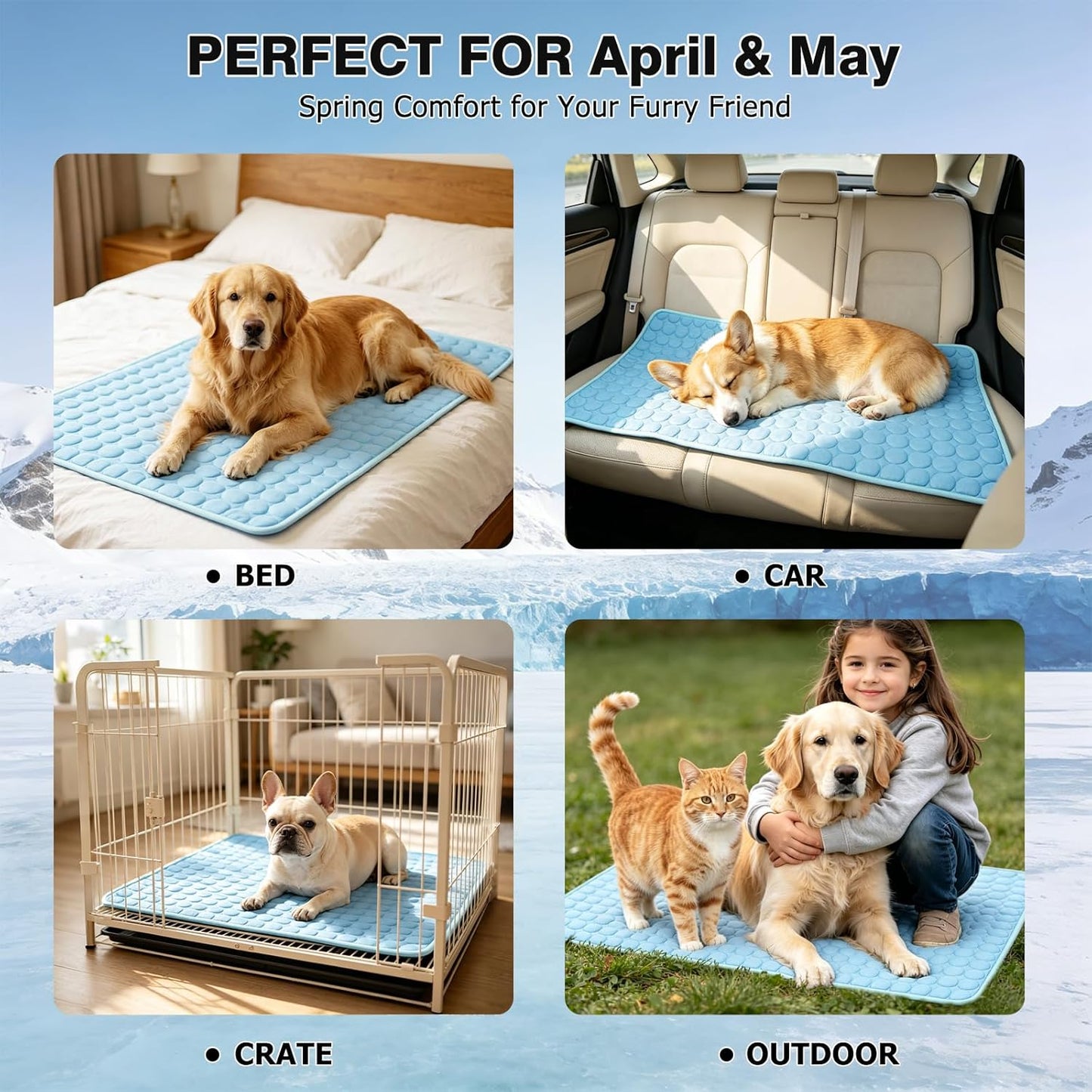 2XL Cooling Mat for Dogs & Cats – Foldable Self-Cooling Pet Pad