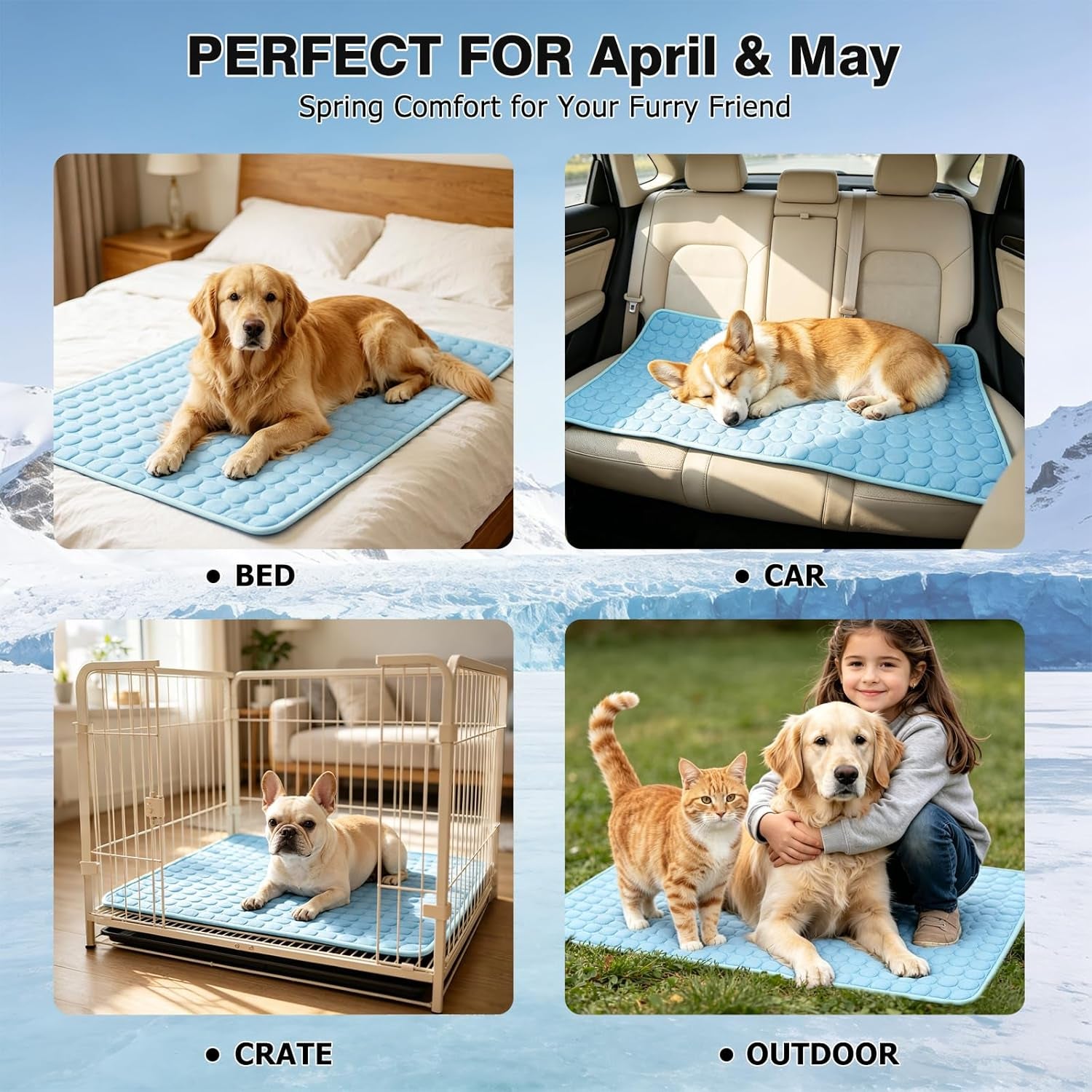 2XL Cooling Mat for Dogs & Cats – Foldable Self-Cooling Pet Pad