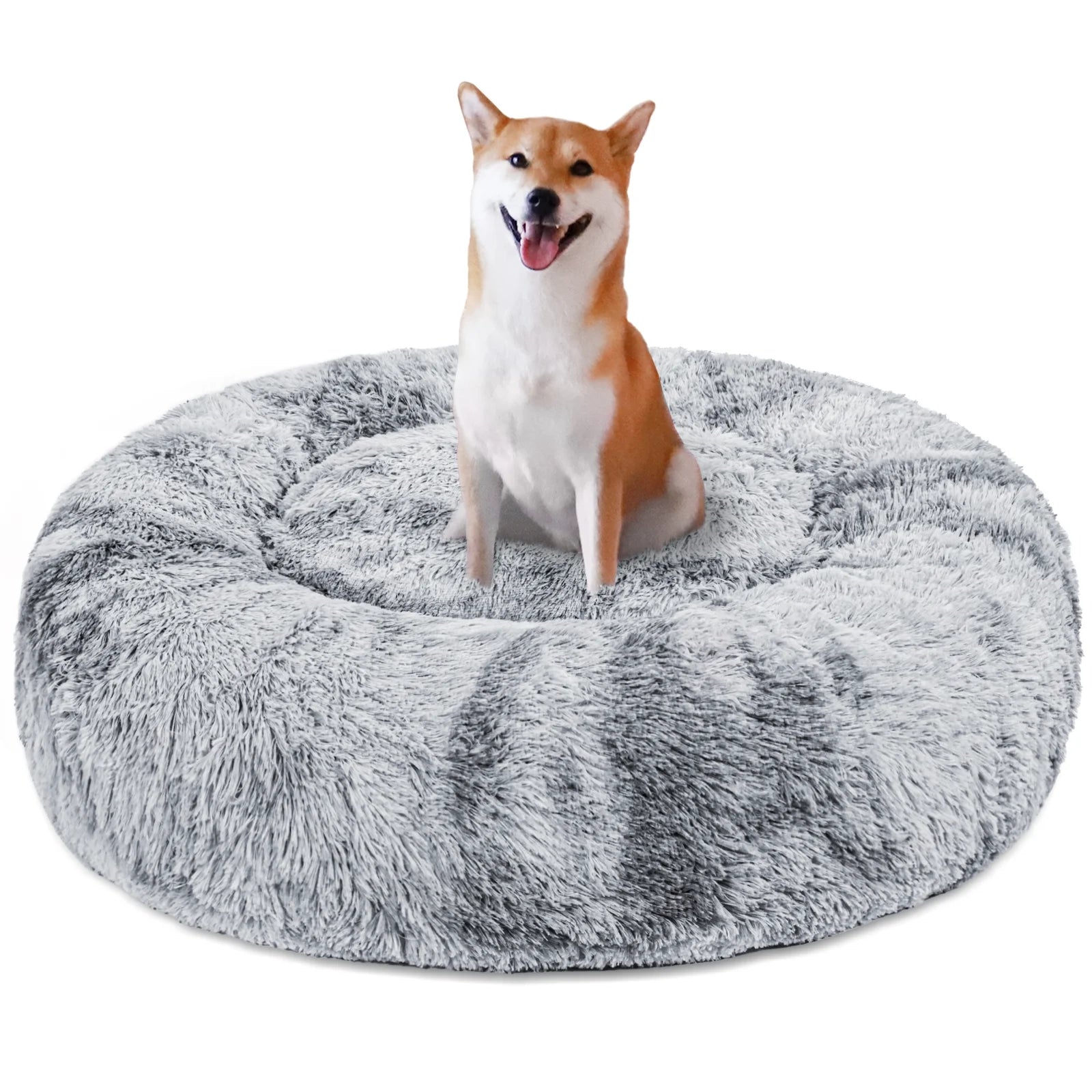 Calming Plush Donut Pet Bed – Cozy Anti-Anxiety Bed for Small Dogs & Cats