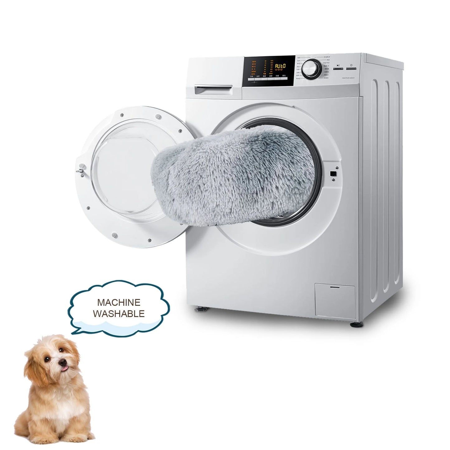 Calming Plush Donut Pet Bed – Cozy Anti-Anxiety Bed for Small Dogs & Cats