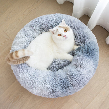 Calming Plush Donut Pet Bed – Cozy Anti-Anxiety Bed for Small Dogs & Cats
