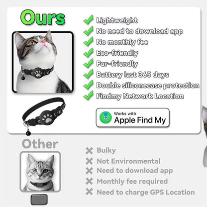 Apple Find My Cat Tracker Collar – Waterproof GPS Collar for Cats, No Subscription