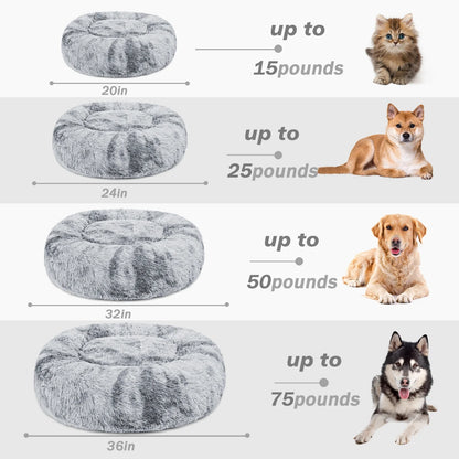 Calming Plush Donut Pet Bed – Cozy Anti-Anxiety Bed for Small Dogs & Cats