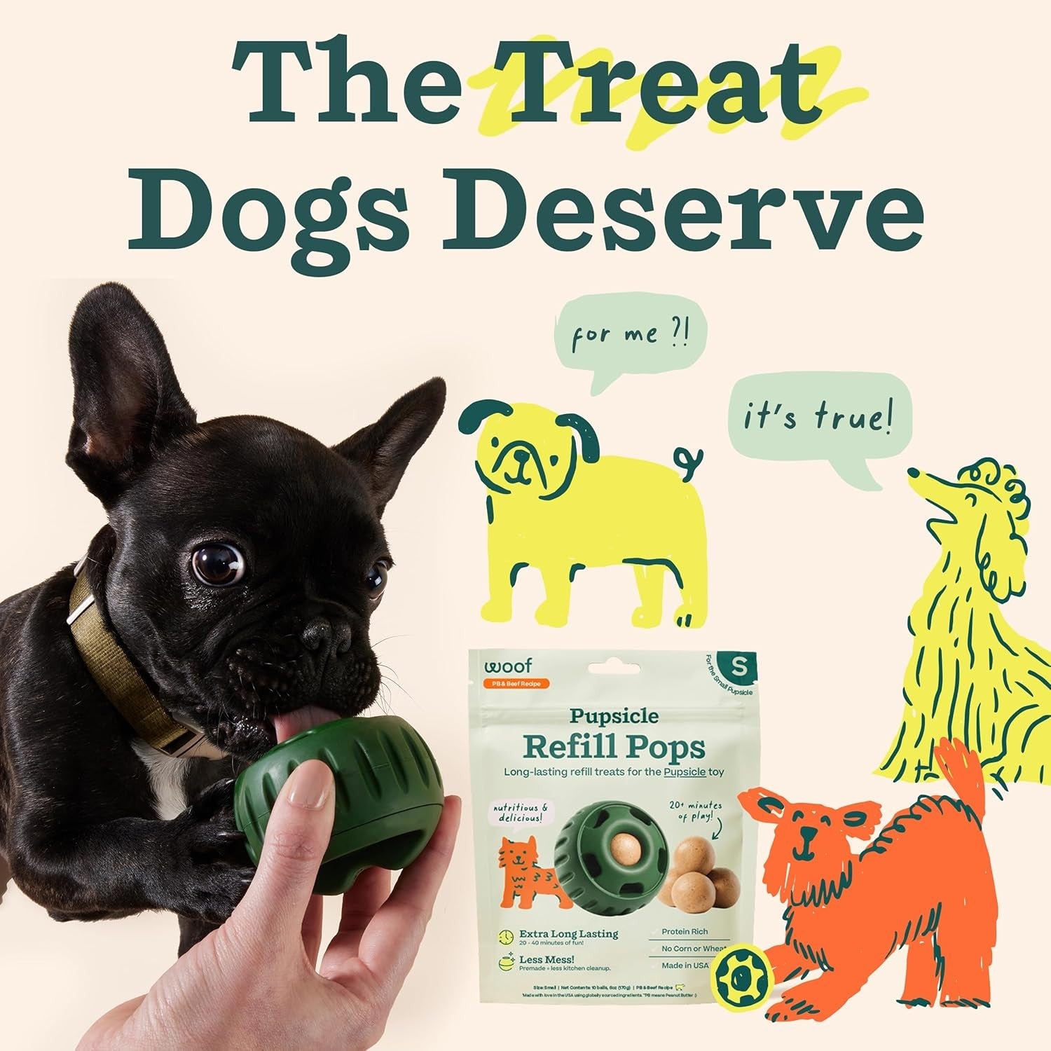 Pupsicle Refill Pops - Low-Mess Dog Snacks - with Peanut Butter and Beef - Dog T