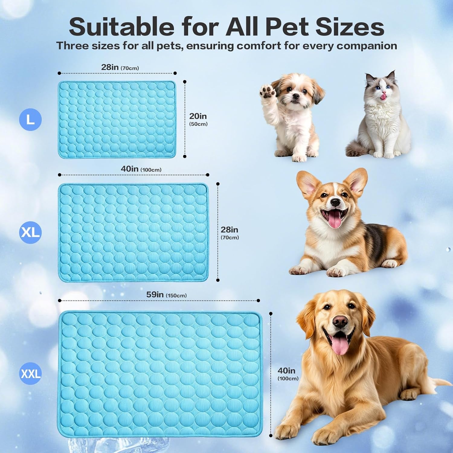 Self-Cooling Pet Mat for Dogs & Cats – Washable Portable Cooling Pad
