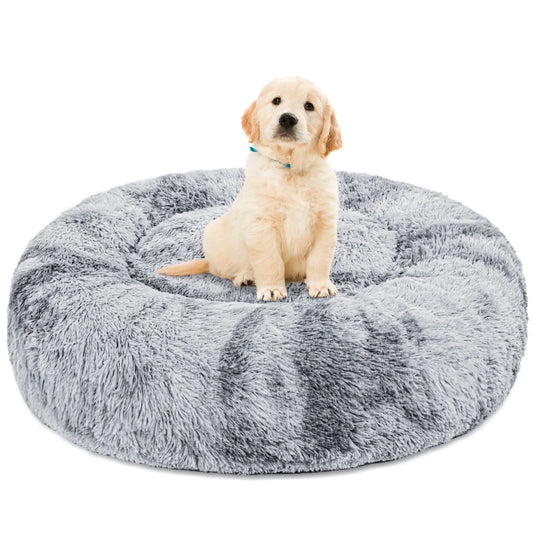 Calming Plush Donut Pet Bed – Cozy Anti-Anxiety Bed for Small Dogs & Cats